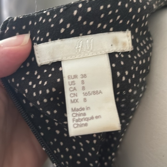 H&M Grey/cream Abstract Polka Dot Shift Dress Sz 8 - Picture 10 of 11
